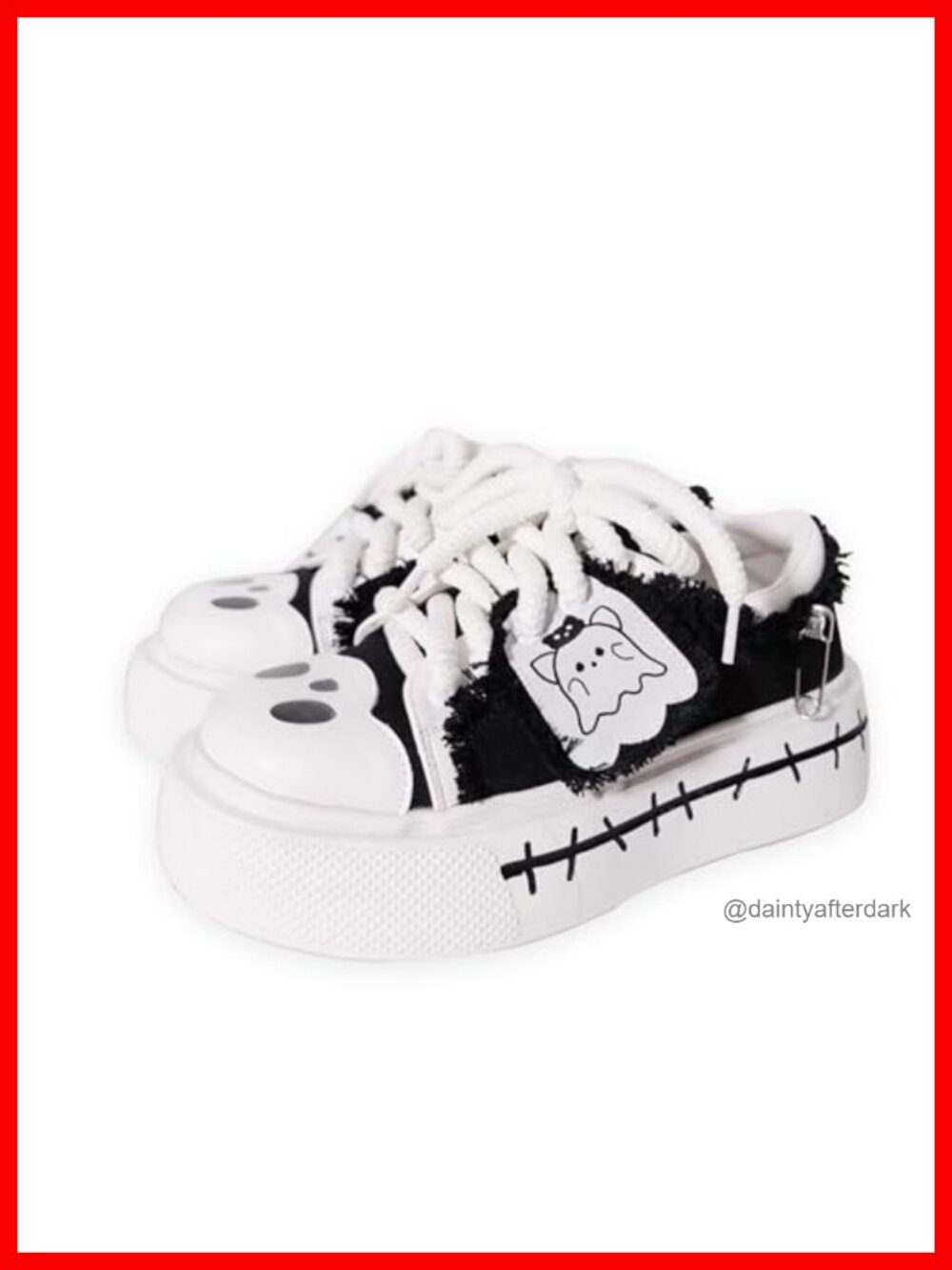 Y2K Goth Platform Canvas Sneakers Chunky Sole Punk Walking Shoes